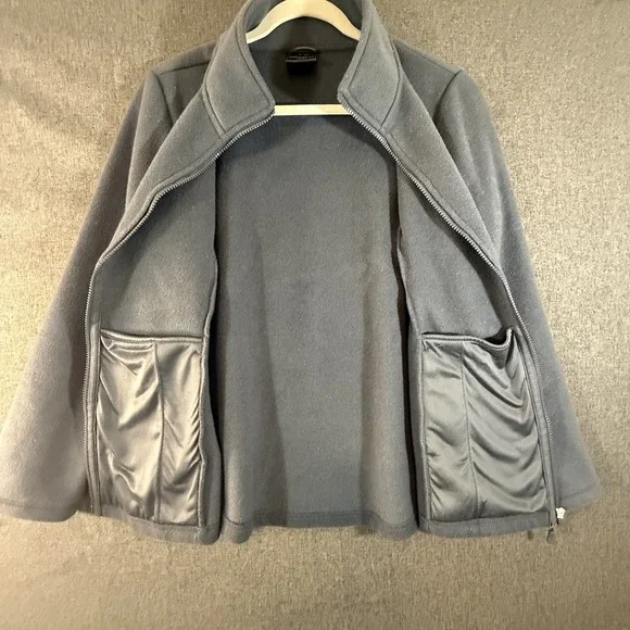 32 Degrees Heat Full Zip Jacket Size M Mock Neck Pockets Brushed Faux Wool Gray - Picture 2 of 5